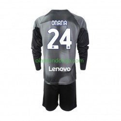 Camisola Inter de Milão Andre Onana 24 Guarda-redes Criança Equipamento Primeiro 2022-2023 Manga Comprida